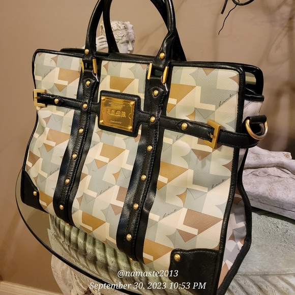 L.A.M.B. by Gwen SBelmond Geometric Tote Shoulder Bag Crossbody Luxury #534 - Picture 3 of 15